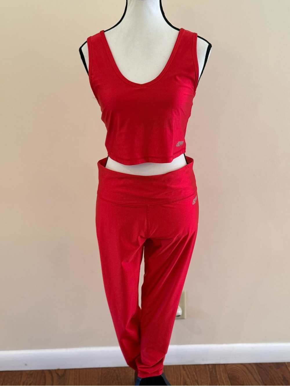 Dkny Red Crop Tank and Jogger Set M/L